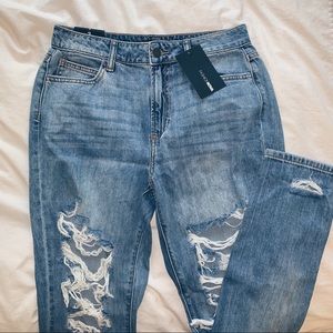 “Jax Distressed High Rise Boyfriend Jeans” Size 3